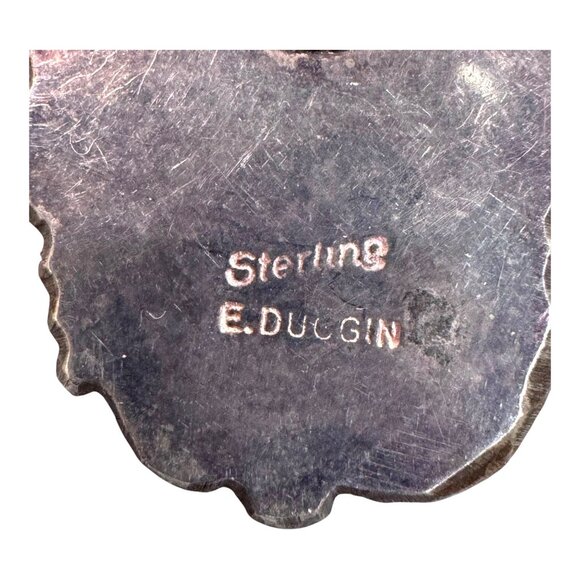 Vintage Sterling Silver Navajo E. Duggin Heart Pendant Inlaid Gemstone SW 4.52g - Picture 3 of 5